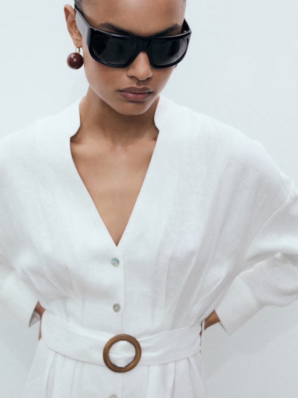 MANGO 100% LINEN SHIRT DRESS WITH BELT - Picture 7 of 10